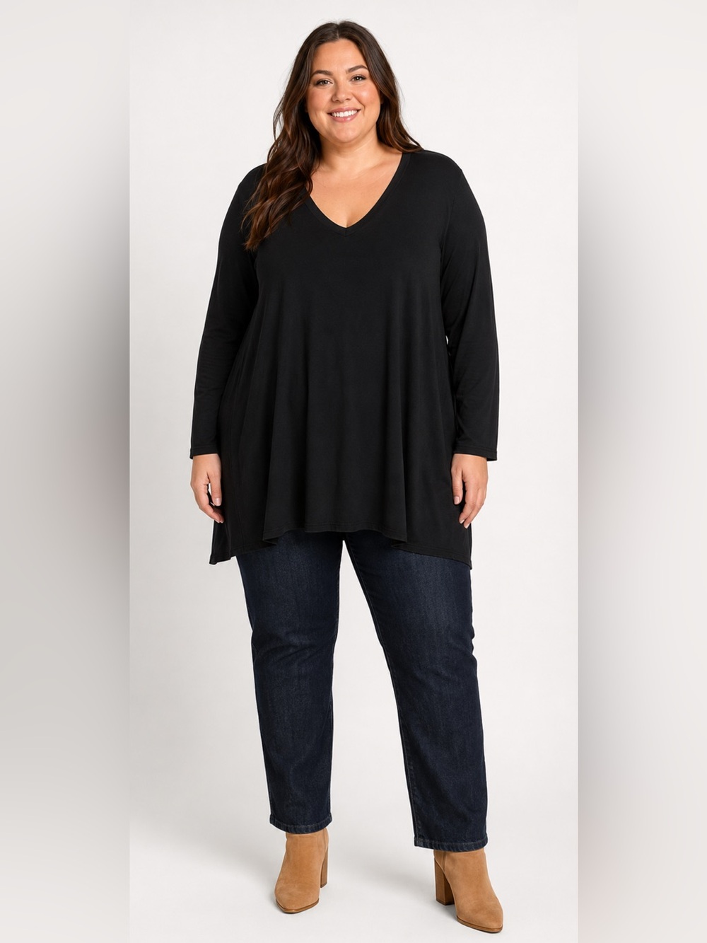 Zenana Women's Black V-Neck Tunic Top Size 3X